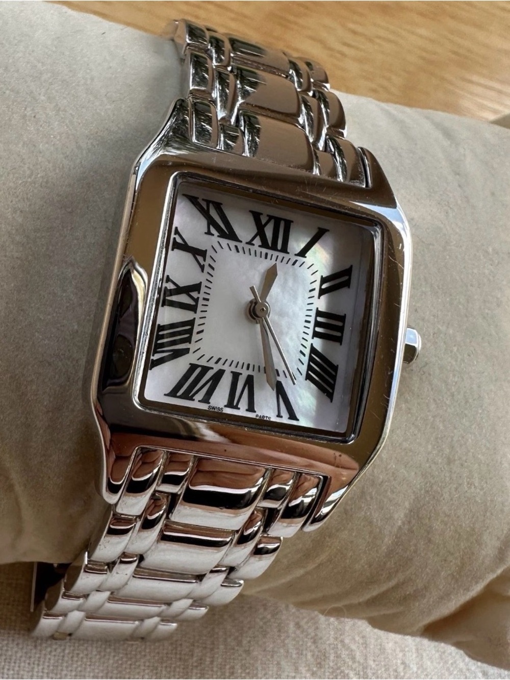 BRONZO ITALIA Silver Tone Watch Quartz with Square Mother of Pearl Dial